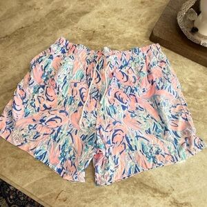 Lilly Pulitzer Pink and Blue Capri Swim Trunks